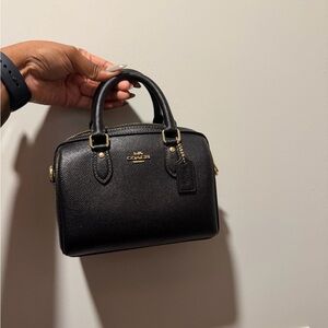 Coach Mini Rowan-  Black purse with Gold Accents